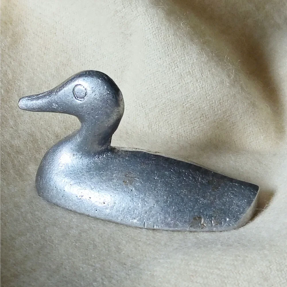 Mini Mid Century Aluminum Duck | 1960s Modernist Silver Sculpture
